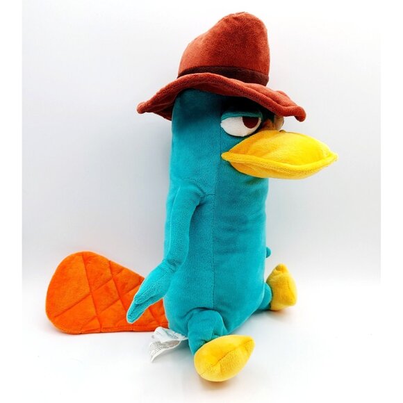 Phineas & Ferb Plush Perry Platypus 16" Disney Store Agent P Detective Brown Hat - Picture 2 of 4
